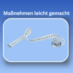 Meine 5 besten Tipps für Dessous-Näh-AnfängerInnen (was ich gerne früher gewusst hätte) 4 Beitragsbild Titel Maßnehmen leicht gemacht in blauer Schrift und darüber befindet sich ein halb aufgerolltes maßband auf hellblauem hintergrund