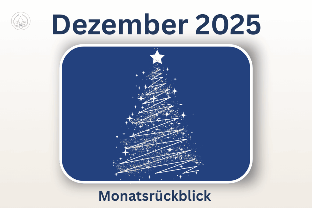 Beitragsbild Dezember 2025 blauer Hintergrund mit weißem stilisierten Tannenbaum