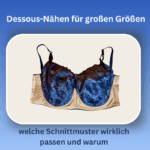 Schnittmuster für große Größen, BH blaue Spitze